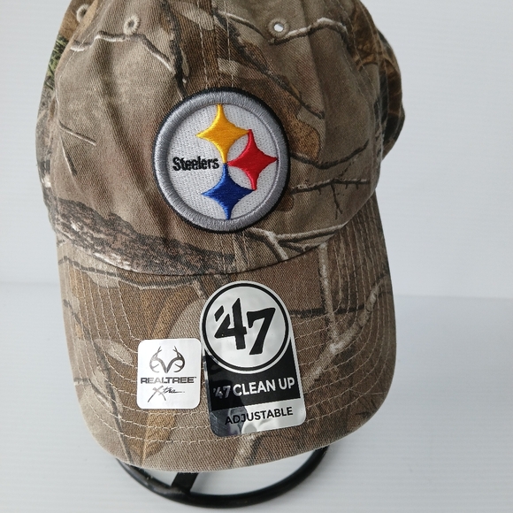 NWT Pittsburgh Steelers '47 Clean Up Realtree Camo Adjustable Baseball Cap - Picture 2 of 9